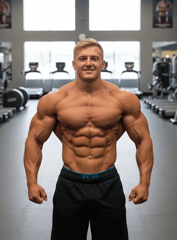 Homme avec des muscles exagérément développés
